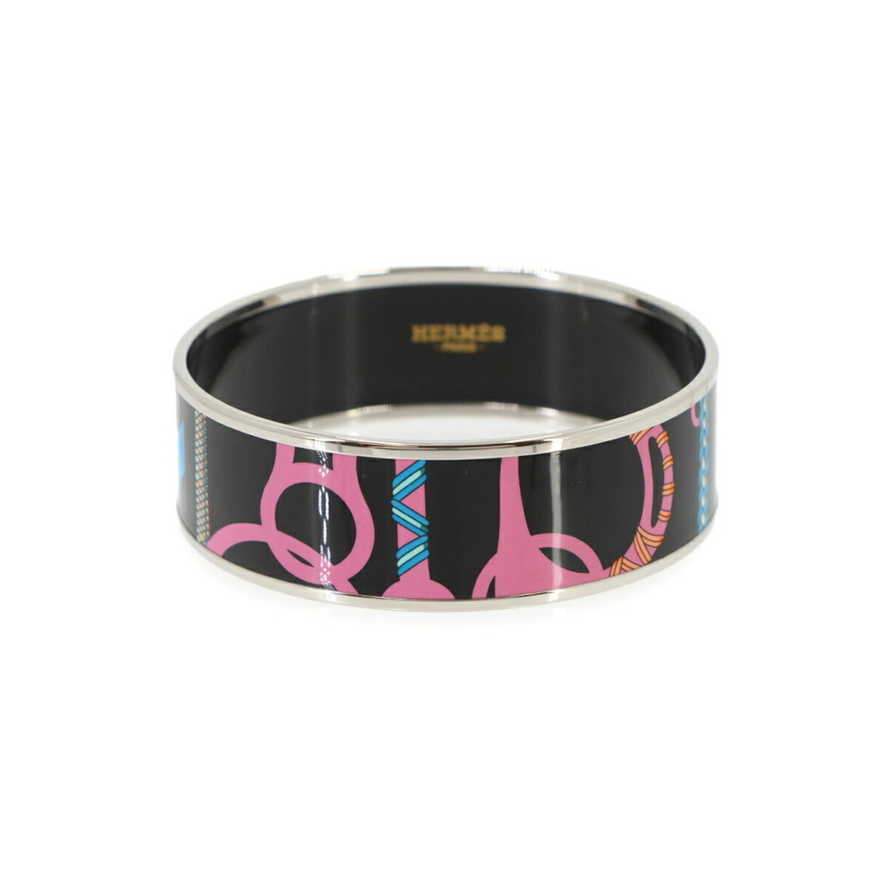 Hermes HERMES Email GM Bangle Bracelet Black Silver